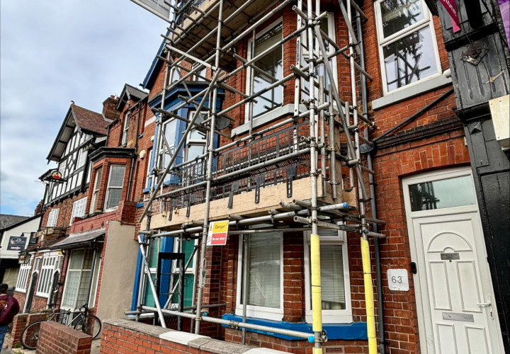 Scaffold tower, roof repairs - commercial 1